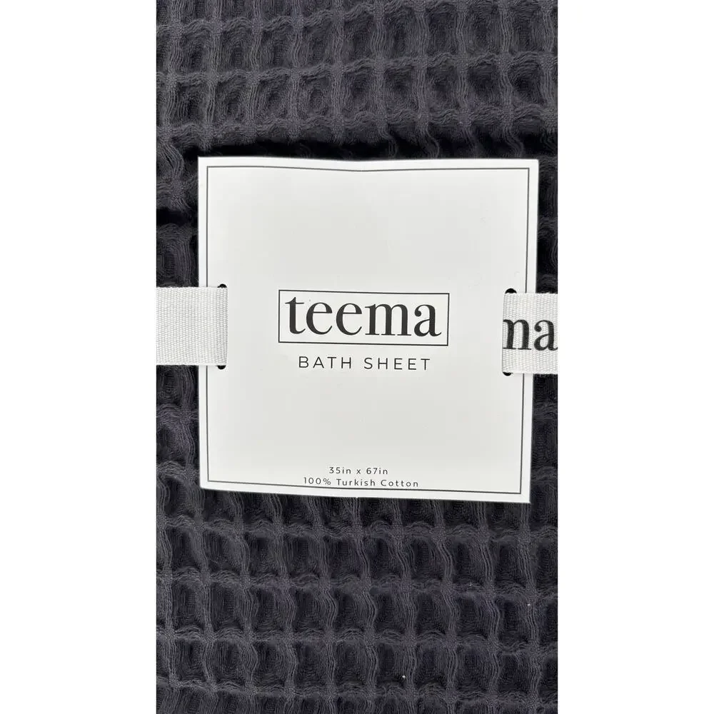 Teema Turkish Cotton Waffle Bath Sheet Towel Charcoal 35
